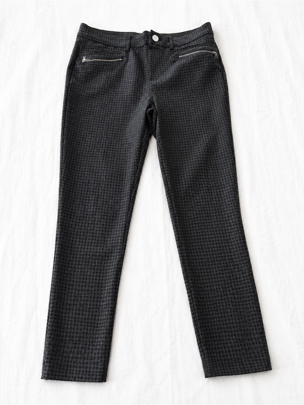 Black Houndstooth Stretch Pants